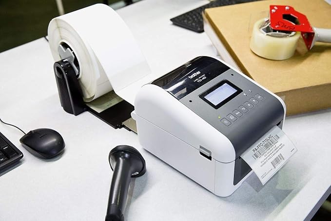 Brother TD-4550DNWB 4-inch Thermal Desktop Barcode and Label Printer, for Labels, Barcodes, Receipts and Tags, 300 dpi, 6 IPS, Standard USB and Serial, Ethernet LAN, Built-in Wi-Fi and Bluetooth,White
