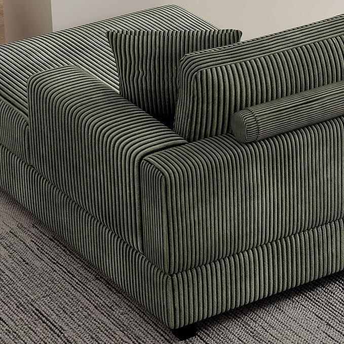 Oversized Symmetrical U Shaped Modular Sectional Sofa with Double Chaise Lounge , Reversible Corduroy Upholstered Sofa Extra Wide Deep Seat Sleeper Sofas Couches w/ 2 Pillows for Living Room Apartment
