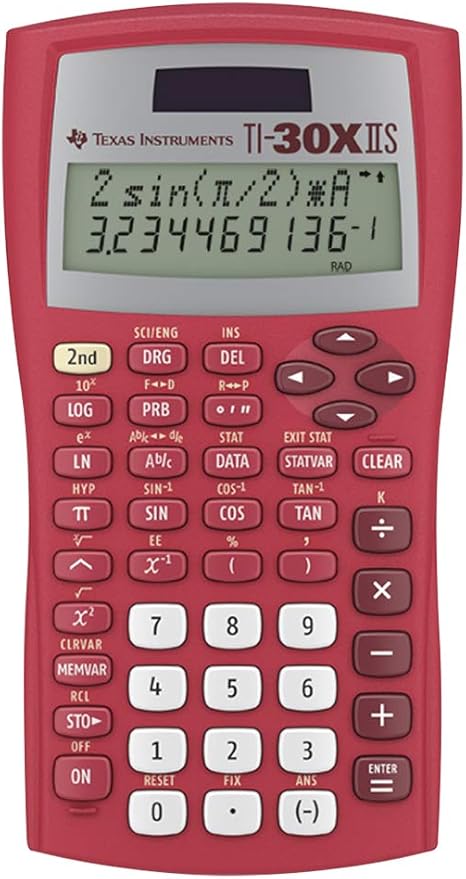 Texas Instruments TI-30XIIS Scientific Calculator, Red