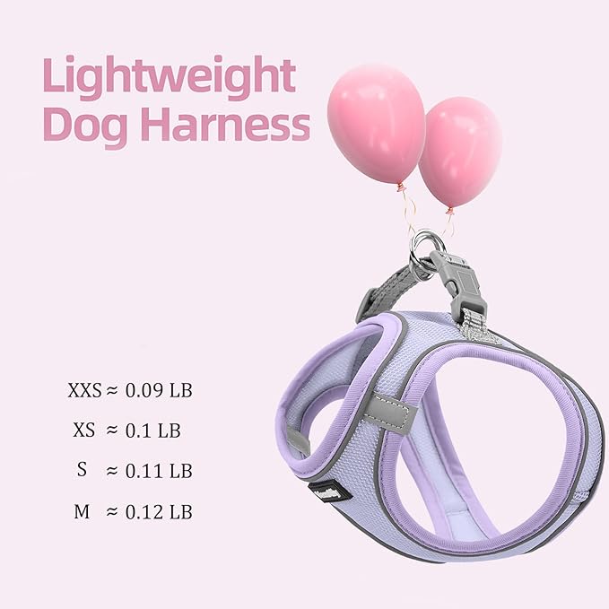 Sparkly Dog Harness Small Sized and Leash Set for Small Dogs Cats,Purple XS Puppy Harness, Step in Soft Dog Reflective Vest, Breathable Mesh Pet Harness. (Purple, XS)