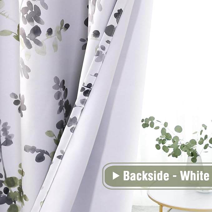 H.VERSAILTEX Blackout Curtains for Bedroom Thermal Insulated Grommet Panels Noise Reduction Window Drapes Room Darkening Curtains for Living Room(2 Panels, 52x45 in, Grey and Sage)