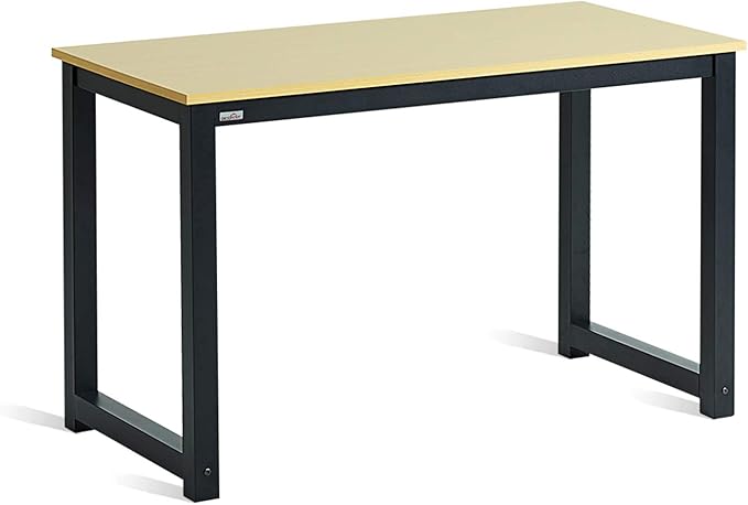 Decoholic 47 Inch Computer Desk, Home & Office PC Laptop Study Writing Table Workstation with Leg Bars, Modern Simple Industrial Style, Rustic Brown,Oak
