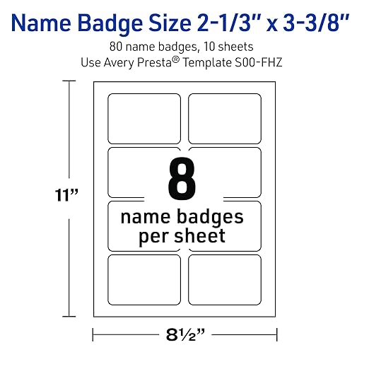 Avery Printable Christmas Adhesive Name Badges, Rectangle, 2-1/3" x 3-3/8", Pre-Printed Navy Border with Silver Metallic Frame Design, Matte White, Laser & Inkjet Compatible, 80 Total