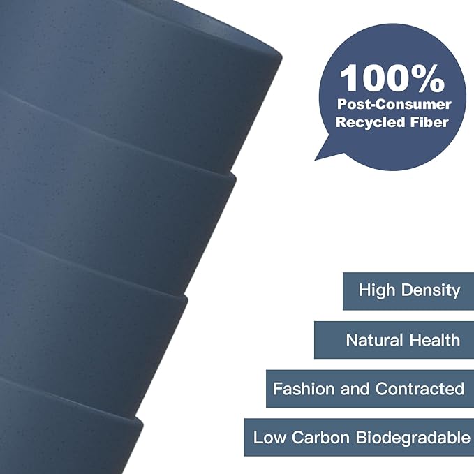 Homienly Wheat Straw Cups, 8 PCS Reusable Drinking Cups, 20 oz, Navy Blue, BPA Free, Dishwasher Safe, Microwave Safe, Premium, Durable, Unbreakable, Recyclable