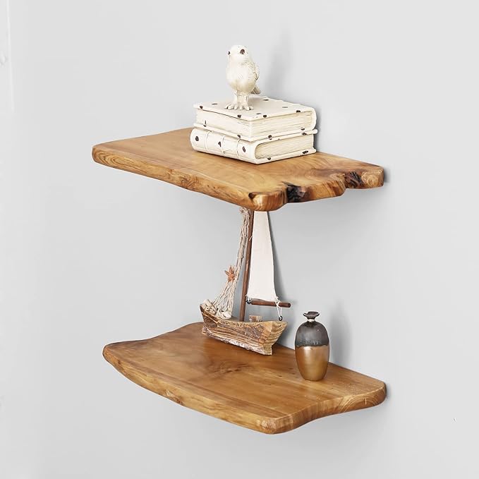 WELLAND 16” Cedar Natural Edge Floating Shelf Set of 2