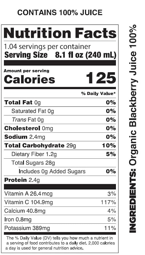 Pomona Organic Blackberry Juice (Pack Of 12), Cold Pressed USDA Organic Juices, 100% Blackberries, No Added Sugar, Not From Concentrate, Vegan, Kosher, Non GMO, Pasteurized, 8.4 Oz Glass Bottles