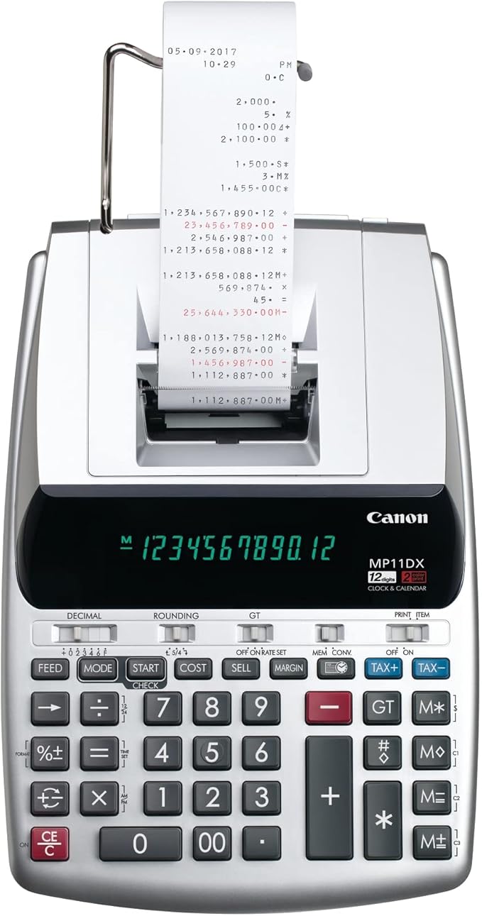 Canon Office Products 2198C001 Canon MP11DX-2 Desktop Printing Calculator with Currency Conversion, Clock and Calendar