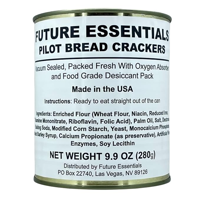 Future Essentials Sailor Pilot Bread Crackers 9.9 Oz per Can Ship’s Biscuit Ready to Eat Survival Food #2.5 Can (12 Servings Each) Pack of 6 Long-Term Emergency Storage Food 30-Year Shelf Life