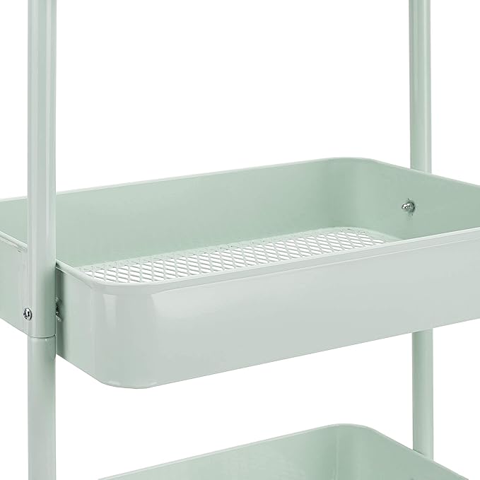 Amazon Basics 3-Tier Metal Rolling Utility or Kitchen Cart - Mint Green