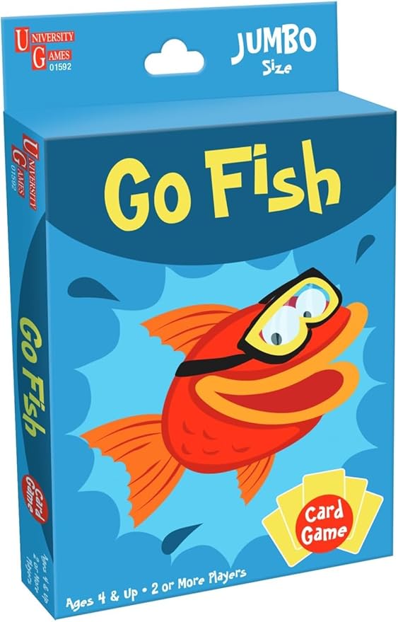 University Games Go Fish Card Game - Jumbo Size, Colorful Animal Cards for Kids Ages 4 and Up, Fun Family and Educational Game