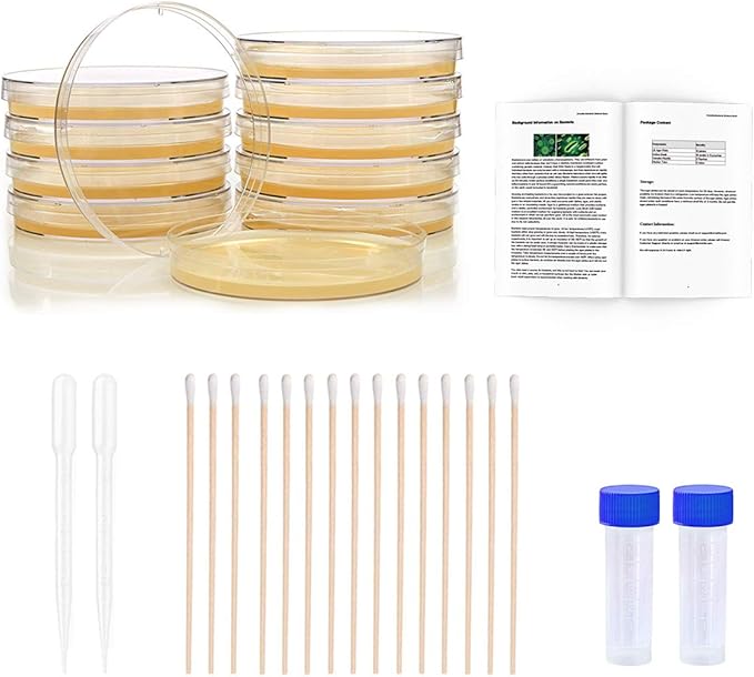 Bacteria Science Kit Petri Dishes with Agar and Swabs | Top Science Fair Project Bacteria Growing Kit | Prepoured LB-Agar Plates and Cotton Swabs | STEM for Kids Aged 6 7 8 9 10 Girls Boys Gifts