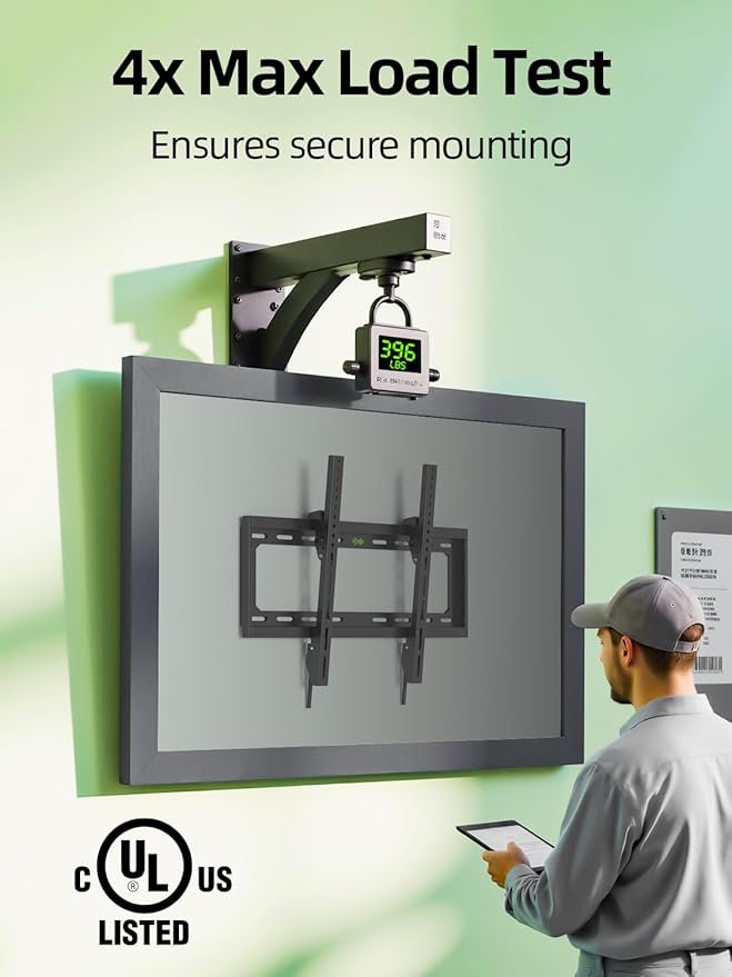 USX Mount Tilting TV Wall Mount Bracket Low Profile for Most 26"-60" LED, LCD, Flat Television, TV Bracket Tilt Mount for VESA 400x400mm- Up to 99lbs, Quick Lock and Release Fits 12" 16" Stud