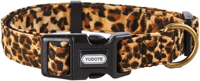 Fashion Leopard Dog Collar Premium Fabric Soft and Comfortable for Puppy,Middle and Big Dogs(Neck:16-25")