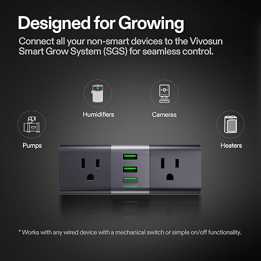 VIVOSUN GrowHub Outlet Controller A22 with Temperature and Humidity Sensor Probe, Smart Environmental WiFi-Controller, Smart Plug, Thermostat, 15A 1800W, Compatible with Vivosun App for Grow Tent