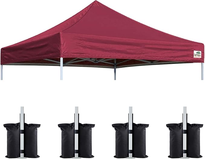 Eurmax USA New 10x10 Pop Up Canopy Replacement Canopy Tent Top Cover, Instant Canopy Top Cover ONLY, Choose 30 Colors,Bonus 4PC Pack Weight Bag (Burgundy)