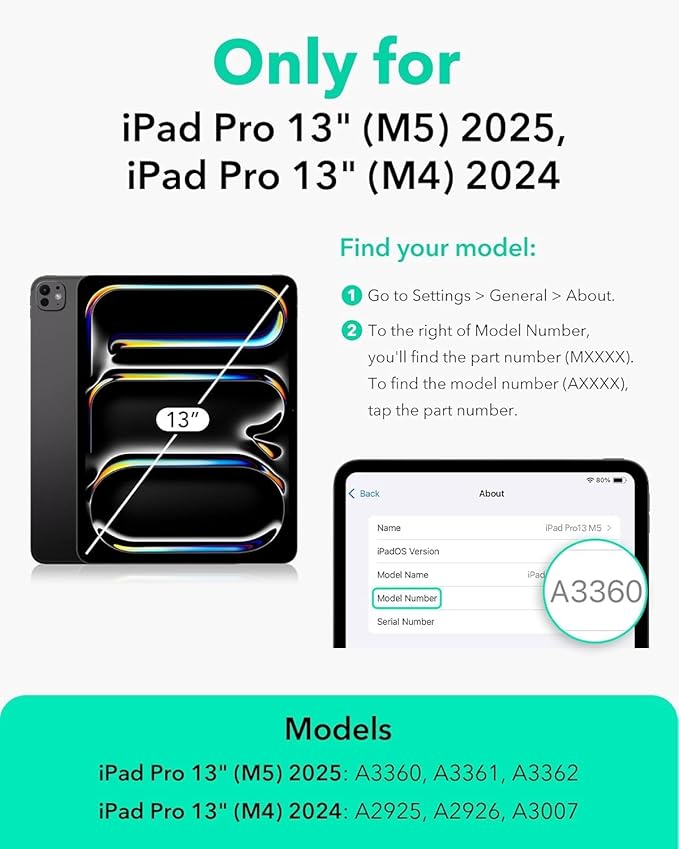 ESR for iPad Pro 13 Inch Case (M5/M4) 2025/2024, Removable Magnetic Cover, Vertical Stand, Fully Supports Pencil Pro and Pencil(USB-C), Rebound 360 Series, Lavender