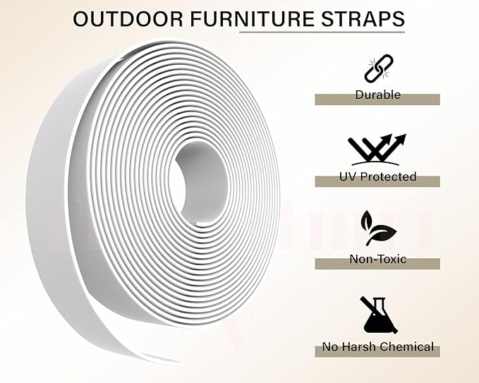 1.5" Vinyl Straps for Patio Chairs Repair Kit Lounge Patio Chair Repair Strapping Outdoor Patio Furniture Repair 20' Matte Finish (White) + 20 Rivets!