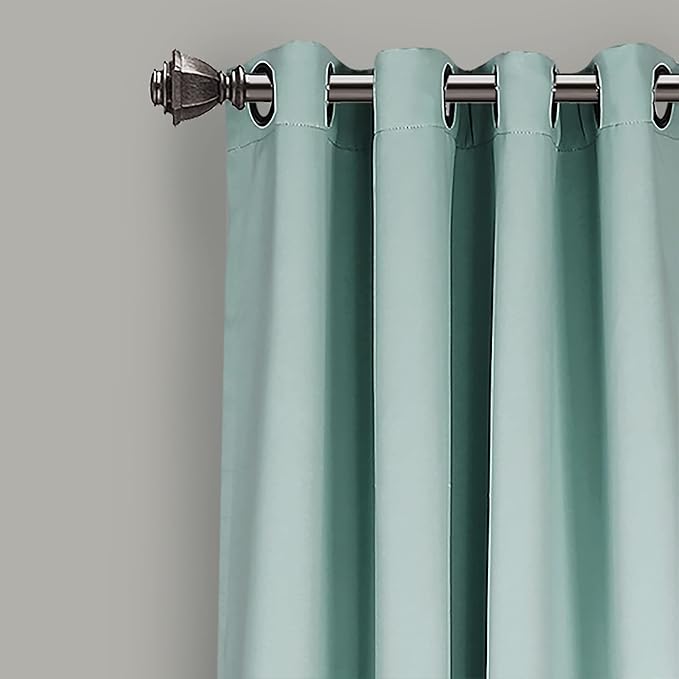 Lush Decor Insulated Grommet Blackout Window Curtain Panels, Pair, 52" W x 108" L, Blue - Classic Modern Design - Chic Window Decor - Long Curtains For Living Room, Bedroom, Or Dining Room