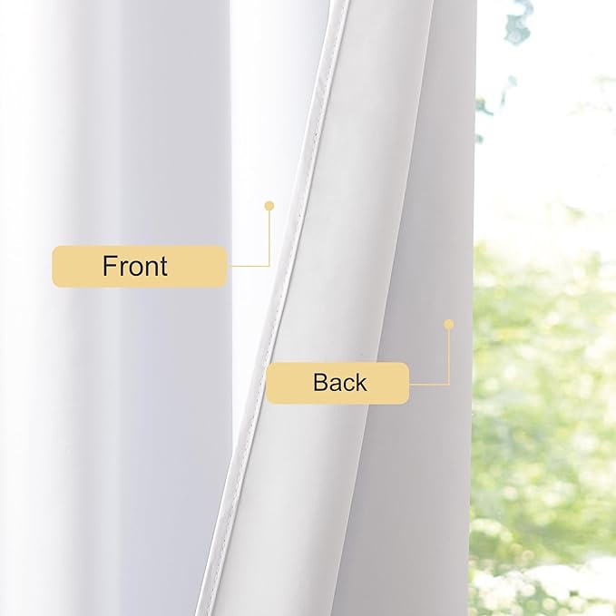 NICETOWN White100% Blackout Window Curtains 84 inch Long, Grommet Room Darkening Window Treatment Thermal Insualted for Bedroom/Livving Room, W37 x L84, 2 Panels