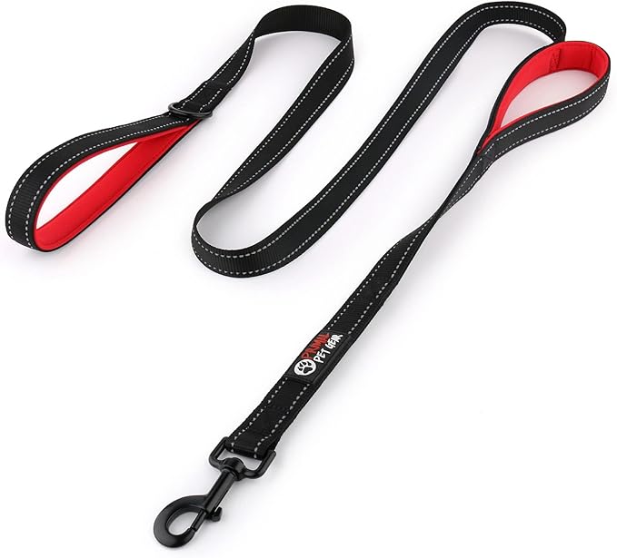 Primal Pet Gear Dog Leash 6ft Long,Traffic Padded Two Handle,Heavy Duty,Reflective Double Handles Lead for Control Safety Training,Leashes for Large Dogs or Medium Dogs,Dual Handles Leads(Black)