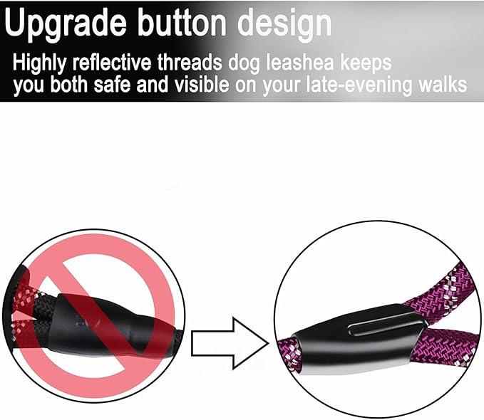 Dog Leash 6 FT, Durable Premium Quality Strong Training Rope Slip Leash with Comfortable Padded Handle and Highly Reflective Threads for Small Medium and Large Dogs, (Wine Red)