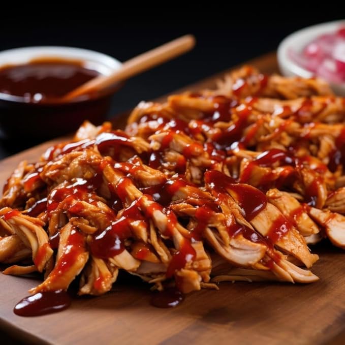 Old Hacienda BBQ Flavored Chicken | 100% Shredded Seasoned Chicken with Sauce | Fully Cooked & Ready to Eat | 26g Protein | No Preservatives or Artificial Flavors | BPA Free Pouch | Pack of 3-8oz