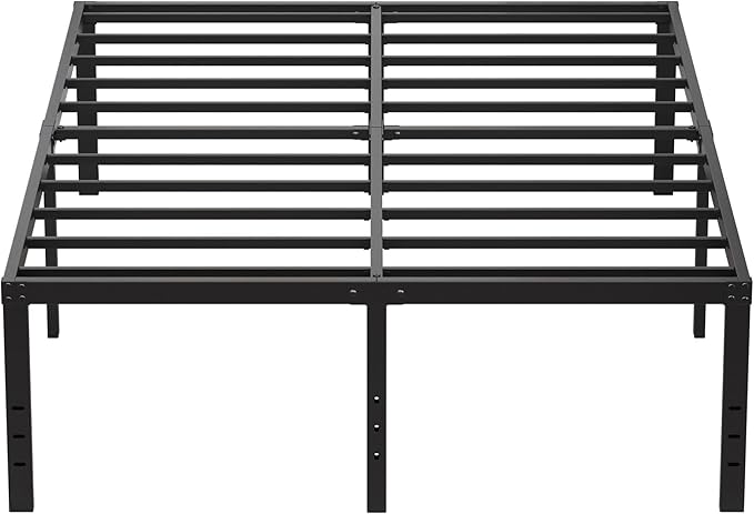 EMODA 20 Inch Tall Full Size Bed Frame with Large Storage Space, Easy Assembly Heavy Duty Metal Platform No Box Spring Needed, Noise Free, Black