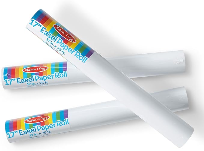 Melissa & Doug Deluxe Easel Paper Roll Replacement (17 inches x 75 feet) - 3-Pack - FSC Certified