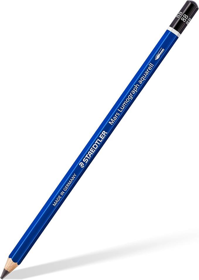 Staedtler Mars Lumograph Graphite Watercolor Pencils, Box of 12 8B Lead Pencils, 100A-8B