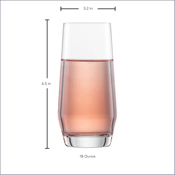ZWIESEL GLAS Pure Longdrink Glass (Set of 6), Bar Glasses for Long Drinks, Dishwasher-Safe Tritan Crystal Glasses, Made in Germany (18 Ounce)