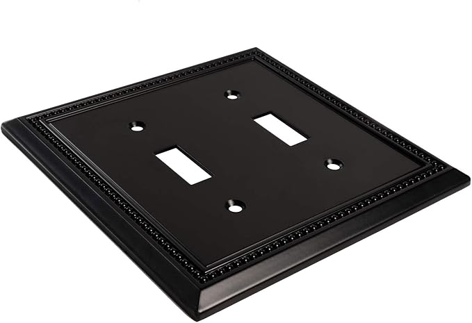 Henne Bery Sunken Pearls Heavy Duty Decorative Wall Plate Switch Plate Outlet Cover (Double Toggle, Matte Black)