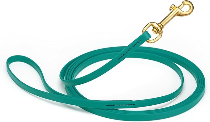 Viper Biothane K9 Working Dog Leash Waterproof Lead for Tracking Training Schutzhund Odor-Proof Long Line with Solid Brass Snap for Puppy Medium and Large Dogs, 20ft Blue Aqua