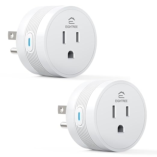 EIGHTREE Smart Plug 2025 Upgrade to 15A, Bluetooth & Wi-Fi Outlet Plug Dual Connection, Voice Control, Remote Control Outlet Timer Indoor, Smart Plugs That Work with Alexa & Google, 2.4GHz Wi-Fi Only