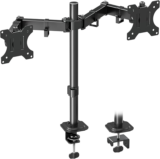MOUNTUP Dual Monitor Desk Mount, Max 32 Inch up to 17.6lbs, Fully Adjustable Dual Monitor Arm for 2 LCD Screens, Double Monitor Stand with C-Clamp and Grommet Base
