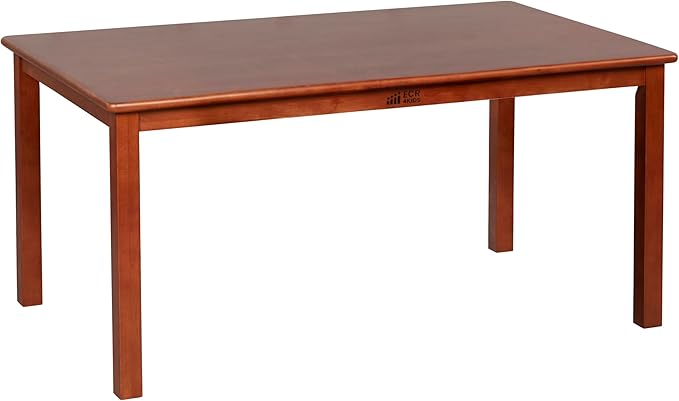 ECR4Kids 30in x 48in Rectangular Hardwood Table with 22in Legs, Kids Furniture, Dark Walnut