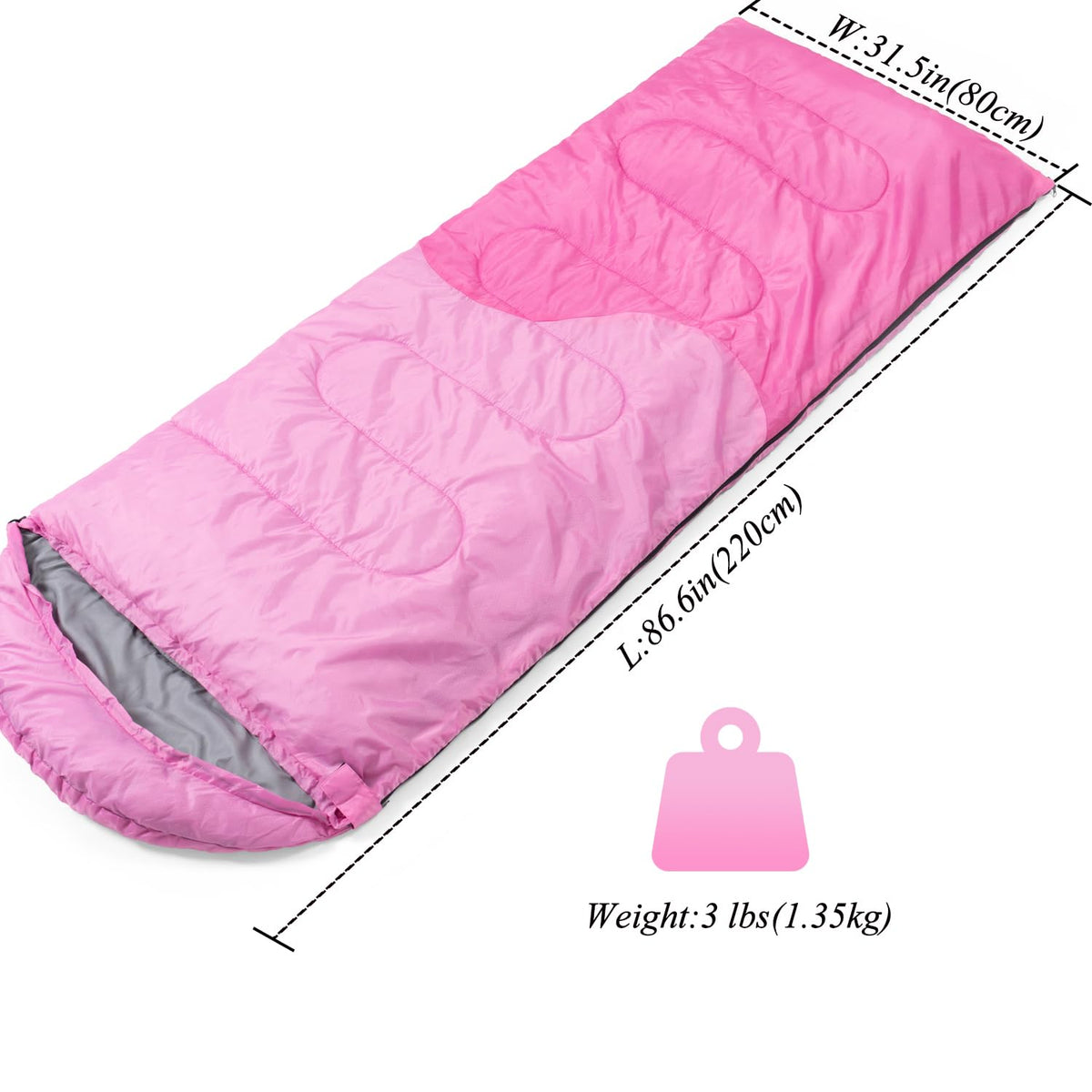 Sleeping Bag - 3 Seasons for Adults Boys Girls Camping Hiking - Warm Cold Weather Lightweight Portable with Compression Bag for Backpacking in Spring, Summer, Fall and Winter