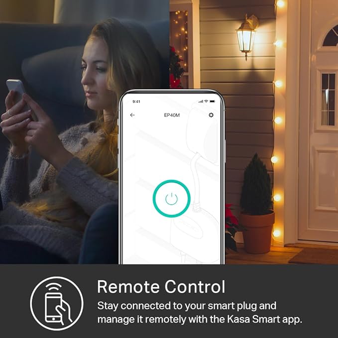 Kasa Matter Smart Outdoor Plug, Dual Outlet, IP64 Weather Resistance, Works with Apple HomeKit, Amazon Alexa, Google Home, SmartThings, 15A/1800W Max, ETL Certified, 2.4G Wi-Fi Only, EP40M