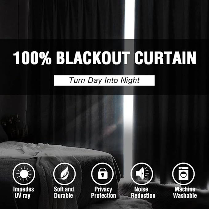 H.VERSAILTEX 100% Blackout Curtains for Bedroom Thermal Insulated Blackout Curtains 84 inch Length Heat and Full Light Blocking Curtains for Living Room with Black Liner 2 Panels Set, Olive