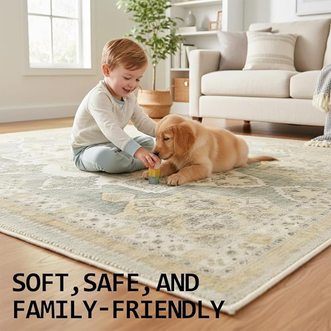 Muddy Mat짰 Monarch 2ft x 10ft Washable Area Rugs for Living Room, Bedroom & Dining Room ??Modern Soft Low Pile Non Slip Carpet ??Pet Friendly Waterproof Foldable Rugs for Home