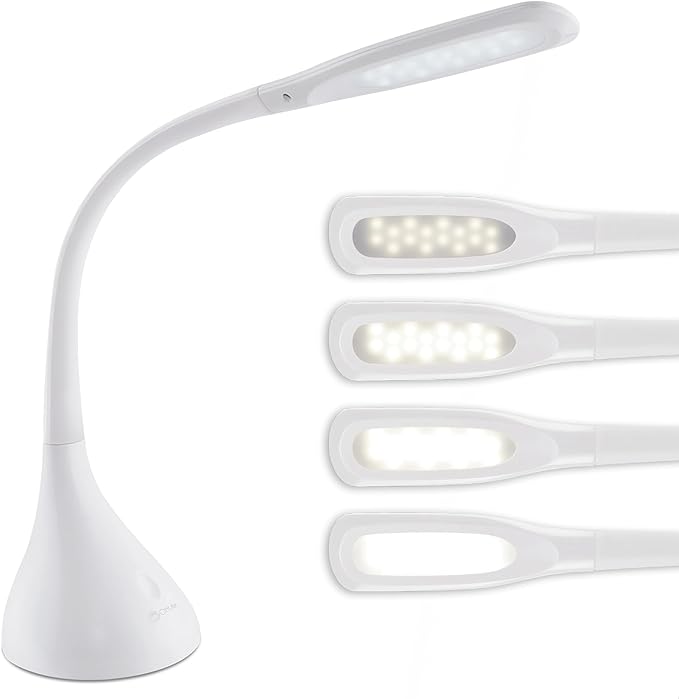 OttLite Creative Curves LED Desk Lamp with Adjustable Neck - Dimmable with 4 Brightness Settings & Energy Efficient Natural Daylight LEDs for Home Office, Computer Desk, & Dorms
