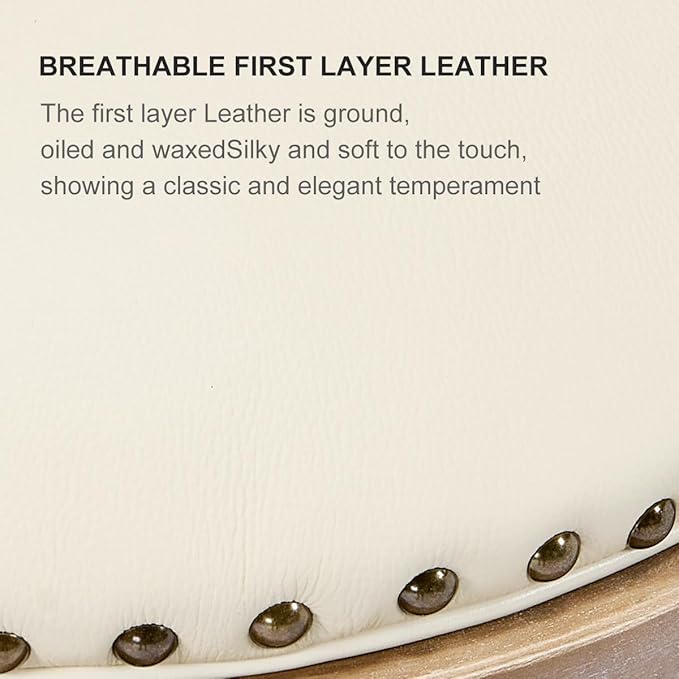 Cow top Leather Wooden Bar Stools, 360 Degree Swivel Bar Height Chair with Backs for Home Kitchen Counter, Morden Chair Barstools (Retro-Beige, Counter Height-Seat Height 26”)