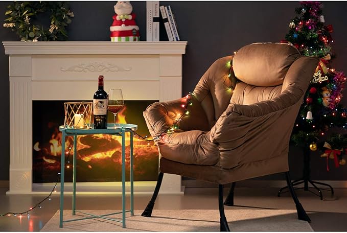 HollyHOME Modern Fabric Large Lazy Chair, Accent Oversized Comfy Reading Chair, Thick Padded Cozy Lounge Chair with Armrest, Steel Frame Leisure Sofa Chair for Living Room, Bedroom, Dorm, Dusty Rose