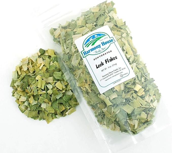 Harmony House Foods Dehydrated Leek Flakes - Air Dried Vegetables for Soup and Cooked Dishes, Great for Camping, Survival, and Backpacking