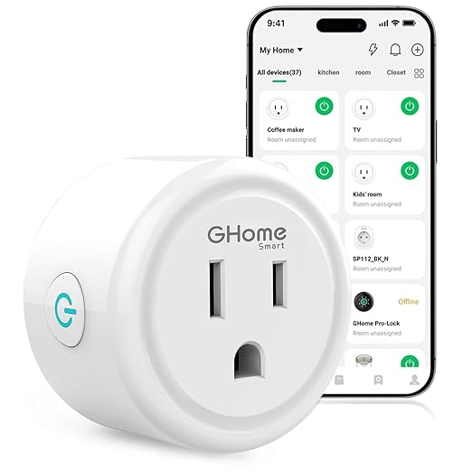 GHome Smart Plug, WiFi Smart Plugs Work with Alexa and Google Home, Smart Outlet Timer with APP Remote Control, 2.4GHz Wi-Fi Only, No Hub Required, ETL FCC Listed, White