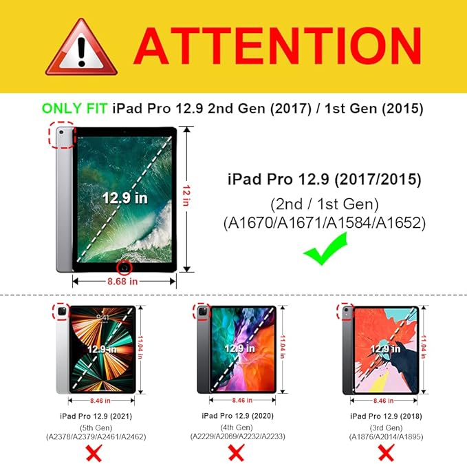 Fintie Multi-Angle Case, 2017/2015 iPad Pro 12.9 inch (Old Model) 1st & 2nd Gen Case - [Corner Protection] Folio Stand Cover with Pencil Holder & Pocket, Auto Wake/Sleep, Blossom