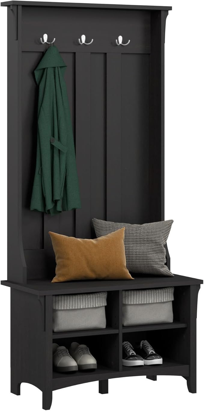 Bush Home Salinas Hall Tree with Storage Bench in Vintage Black