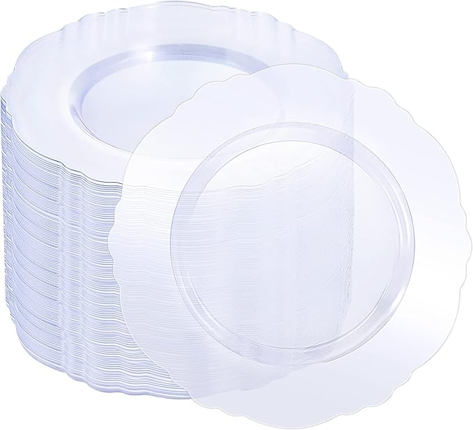 WDF 60pcs Clear Plastic Dessert Plates Disposable -7.5inch Small Disposable Clear Cake/Appetizer/Dessert Plastic Plates for Wedding, Party