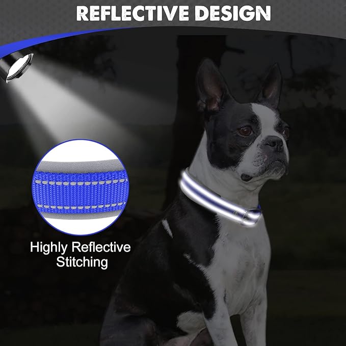 Joytale Dog Collar for Medium Dogs, Neoprene Padded and Adjustable, Reflective Wide Heavy Duty Pet Collars with Durable Metal Belt Buckle for Walking, Navy Blue, M