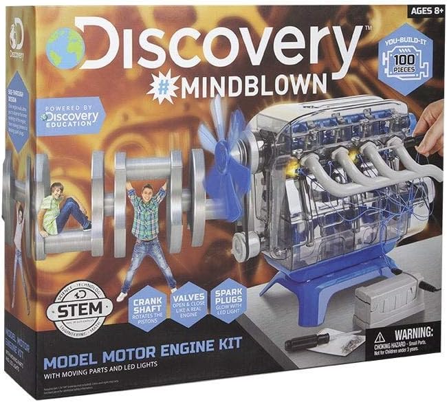 MindBlown DIY Model Engine Kit - Mechanic Four Cycle Internal Combustion Assembly Construction, Comes W/Valves, Cylinders, Hardware & Much More