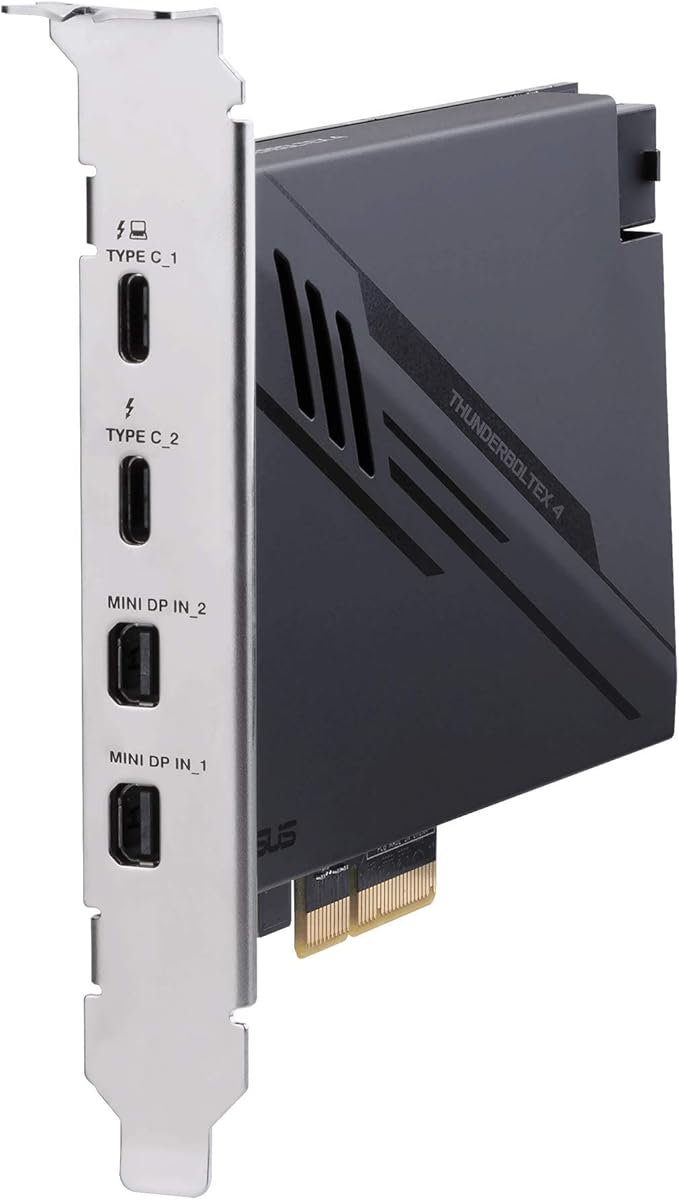 ASUS ThunderboltEX 4 with Intel® Thunderbolt™ 4 JHL 8540 Controller, 2 USB Type-C Ports, up to 40Gb/s bi-Directional Bandwidth, DisplayPort 1.4 Support, up to 100W Quick Charge, Black